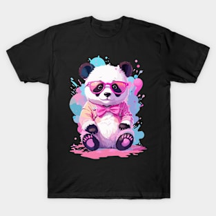 Cute Baby Panda Bear Chibi Style Color Splash Design T-Shirt